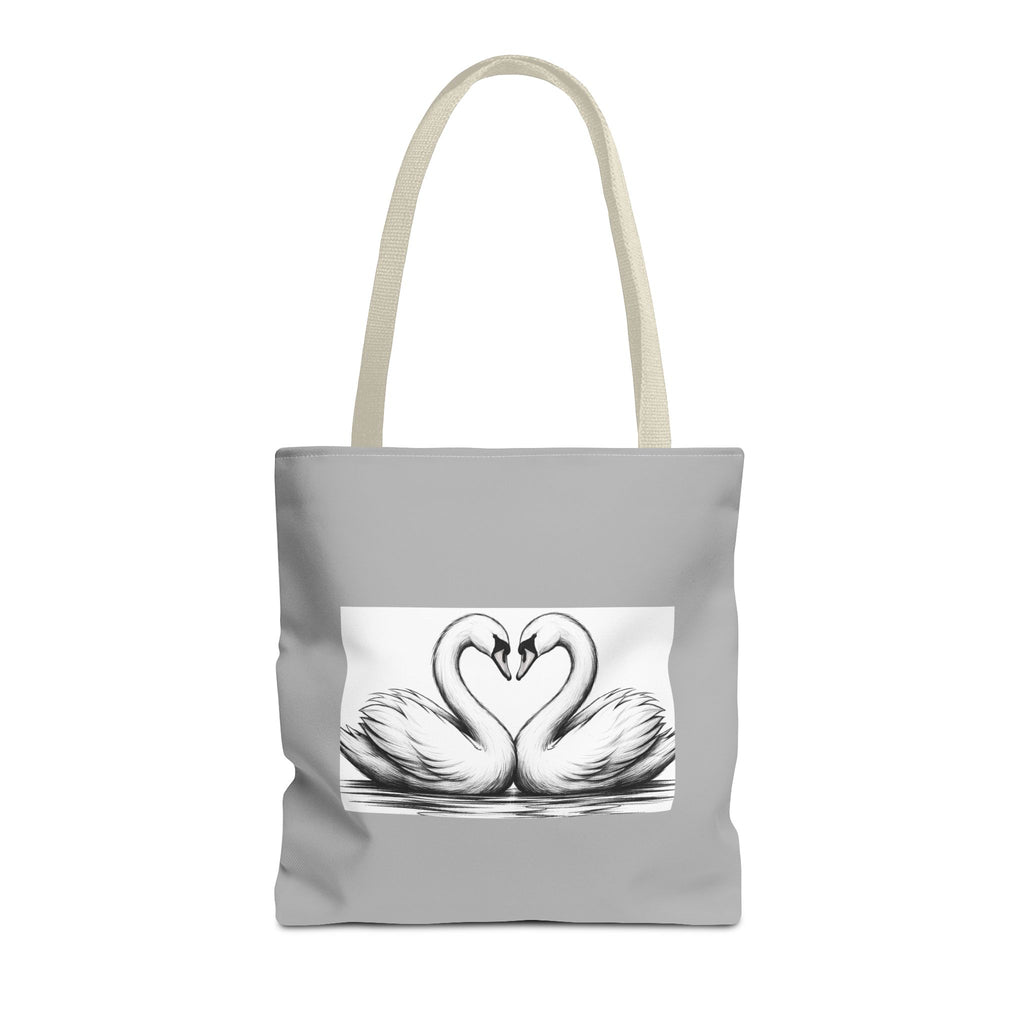 Swan Heart Tote Bag — Romantic Black & White Canvas Tote