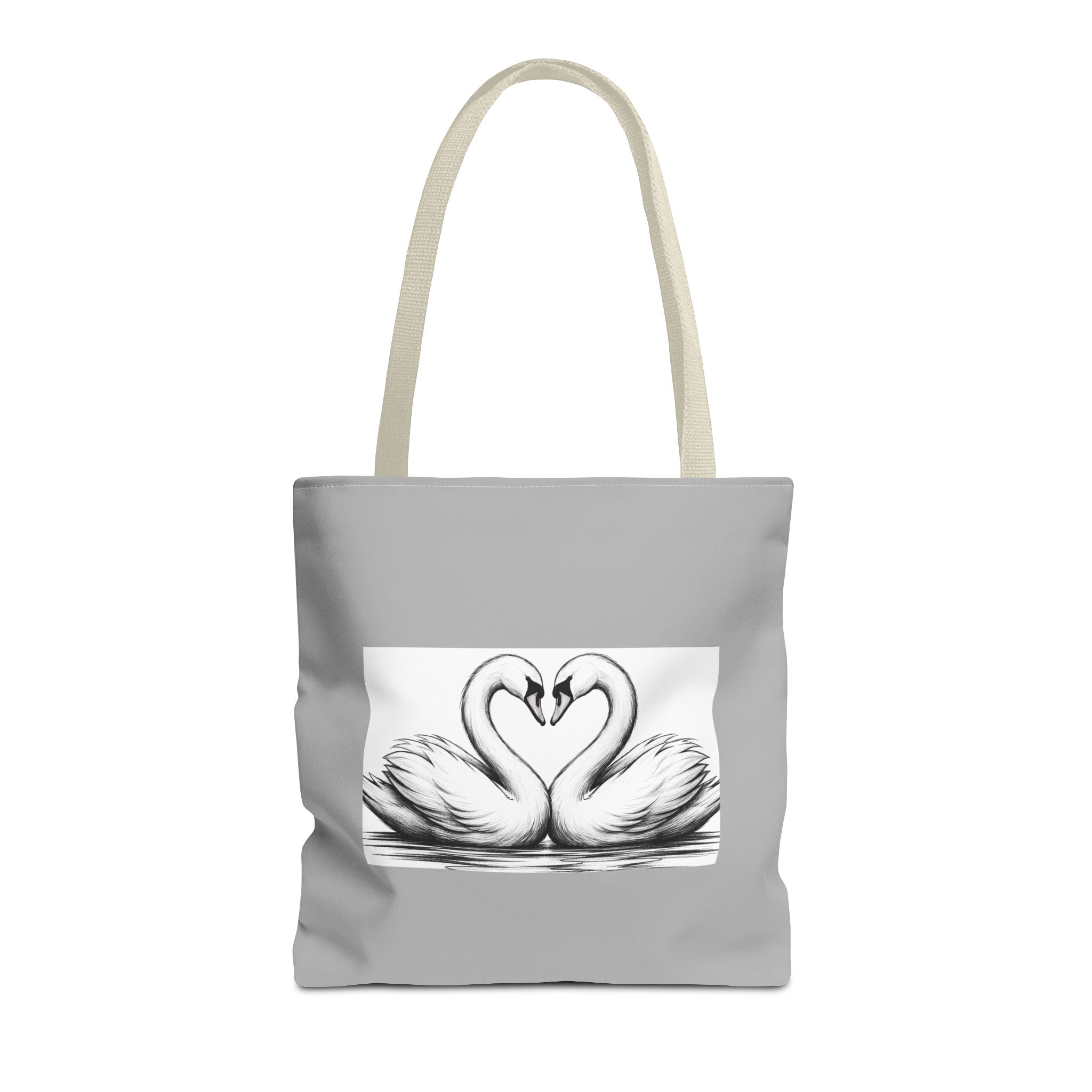 Swan Heart Tote Bag — Romantic Black & White Canvas Tote