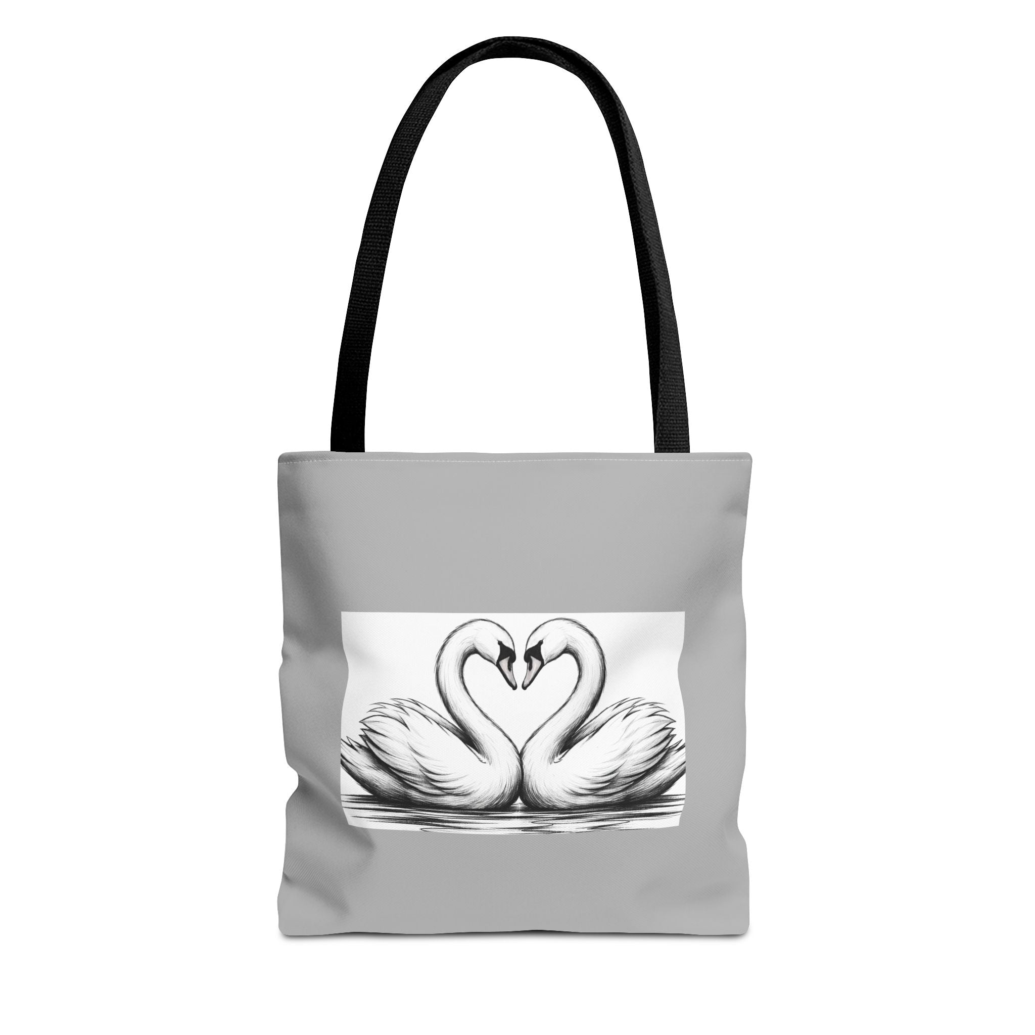 Swan Heart Tote Bag — Romantic Black & White Canvas Tote