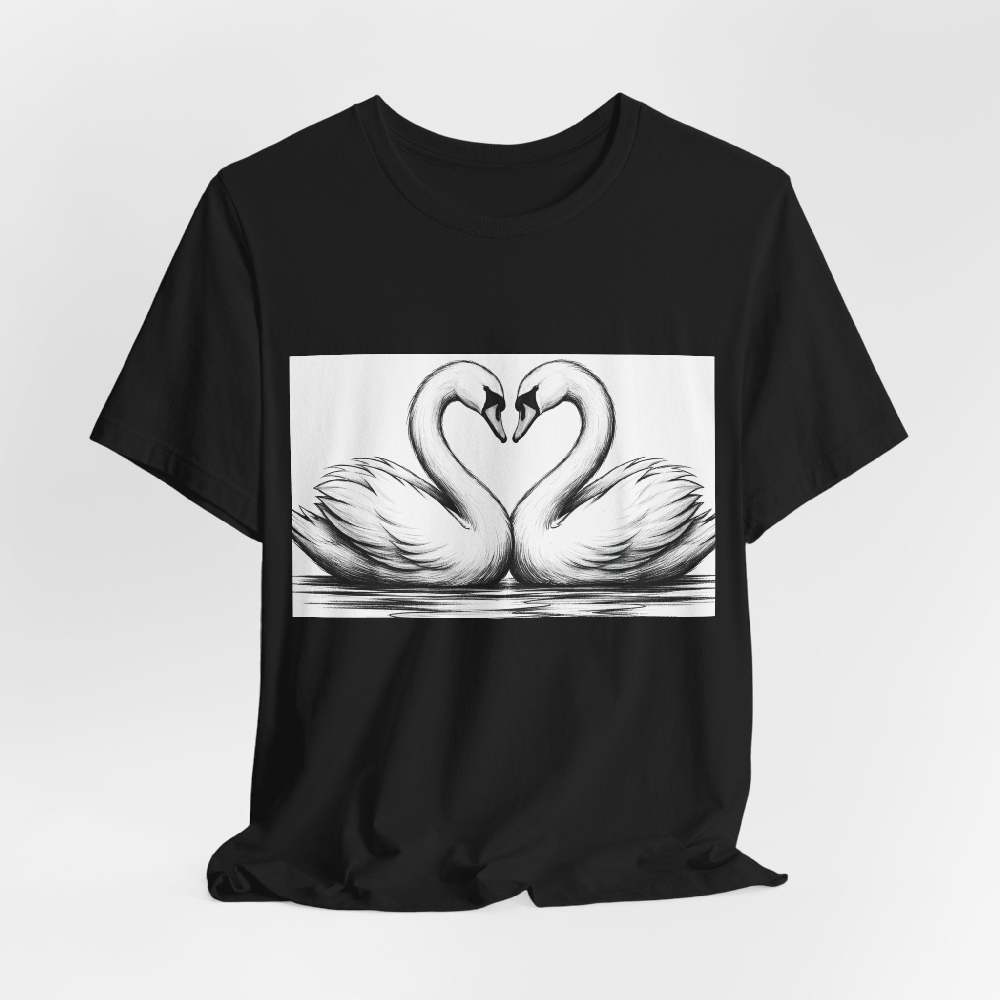 Swan Heart T-Shirt — Elegant Swan Pair Graphic Tee