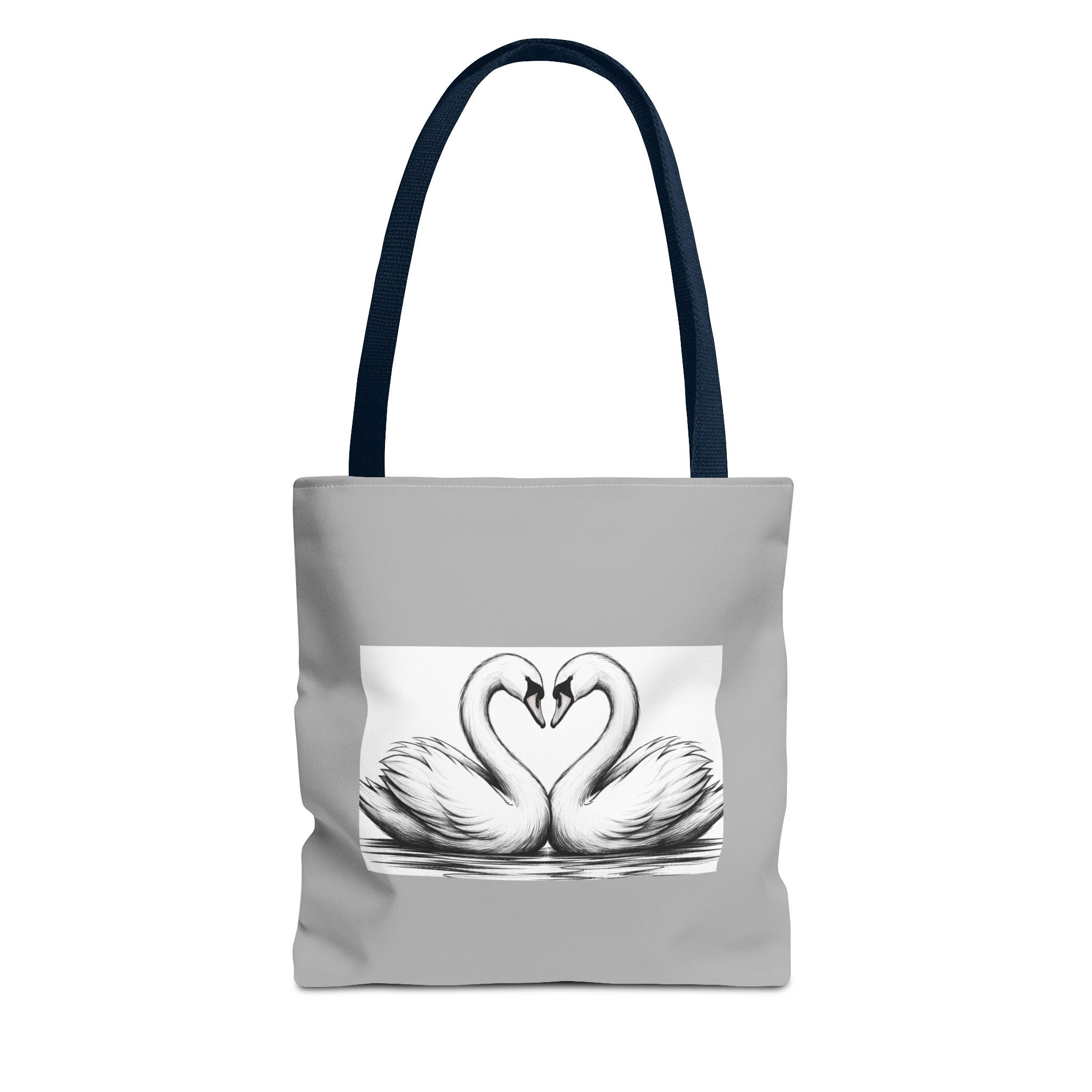 Swan Heart Tote Bag — Romantic Black & White Canvas Tote