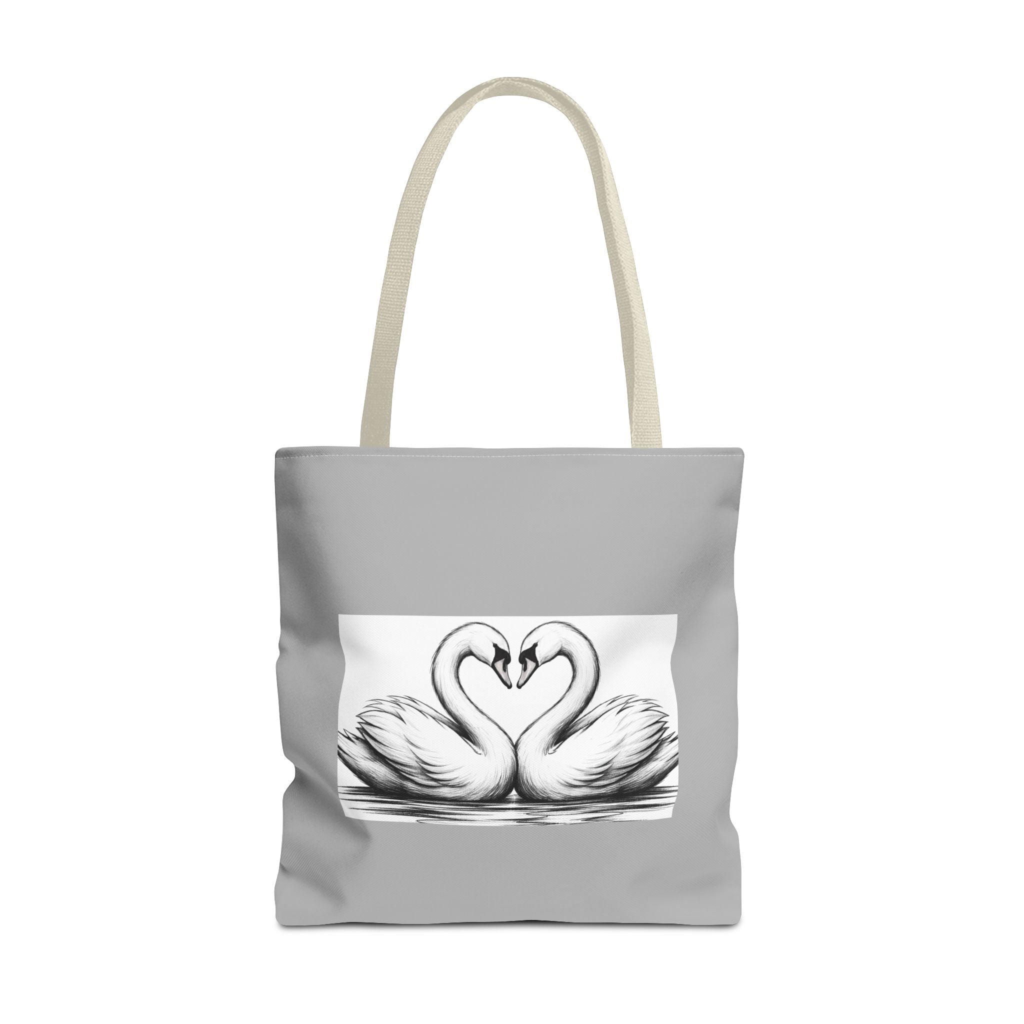 Swan Heart Tote Bag — Romantic Black & White Canvas Tote