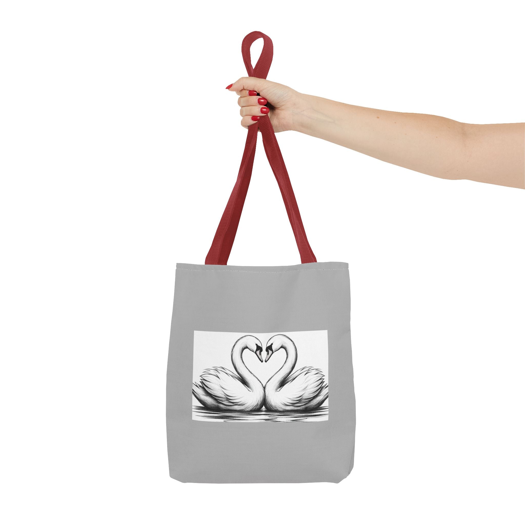 Swan Heart Tote Bag — Romantic Black & White Canvas Tote
