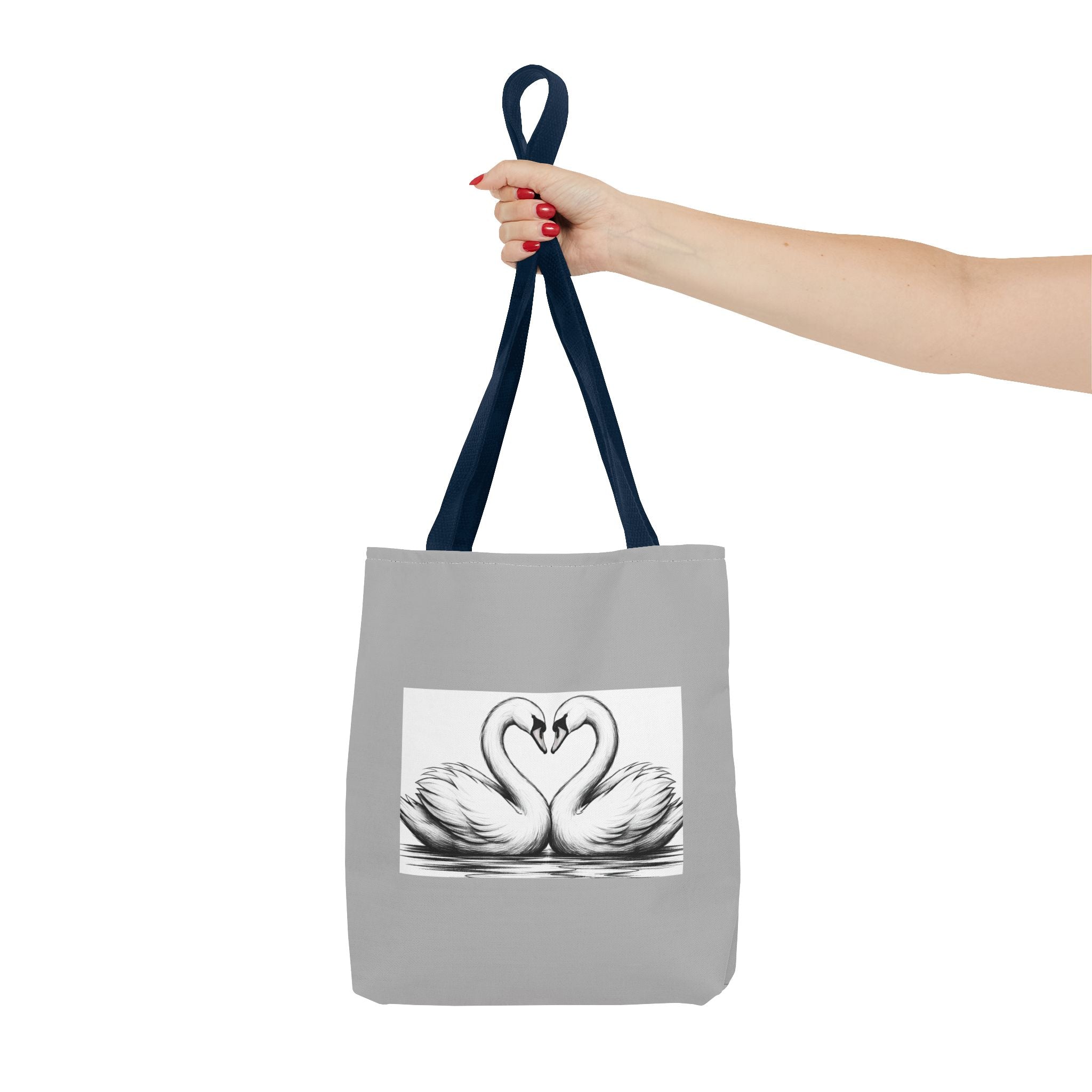 Swan Heart Tote Bag — Romantic Black & White Canvas Tote