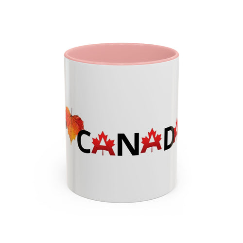 Canada Maple Leaf Accent Coffee Mug — Canada Text Design (11oz & 15oz)