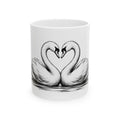 Swan Heart Ceramic Mug — Romantic Black & White Swan Art Coffee Cup (11oz, 15oz)