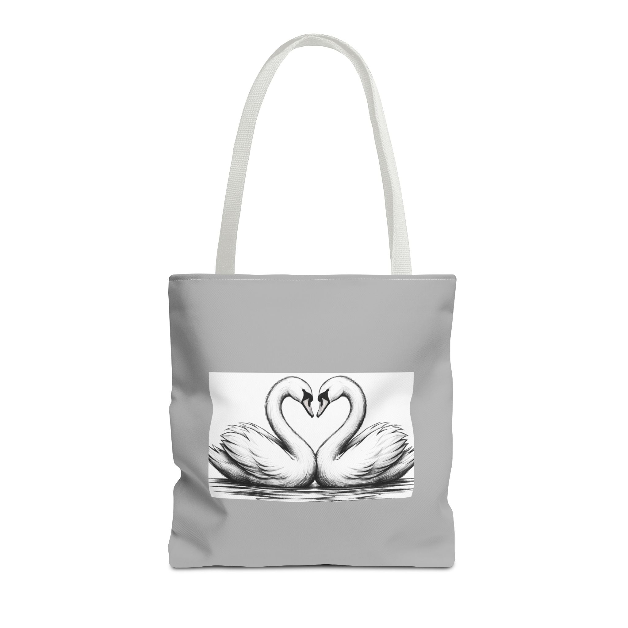Swan Heart Tote Bag — Romantic Black & White Canvas Tote
