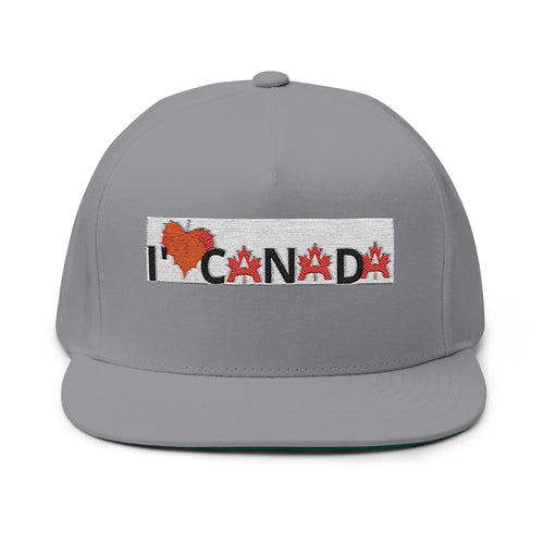I  Canada Embroidered Flat Bill Cap — Canadian Pride Snapback Hat