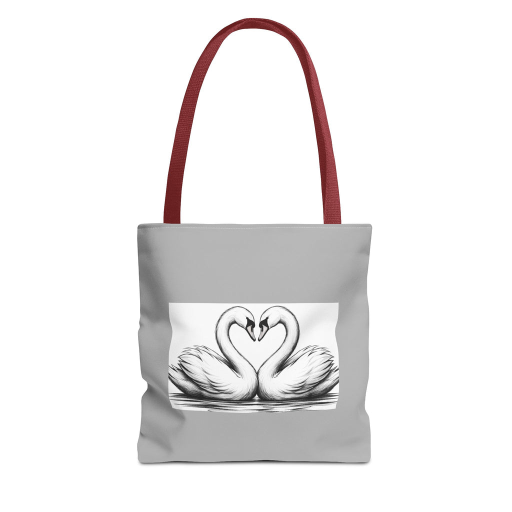 Swan Heart Tote Bag — Romantic Black & White Canvas Tote