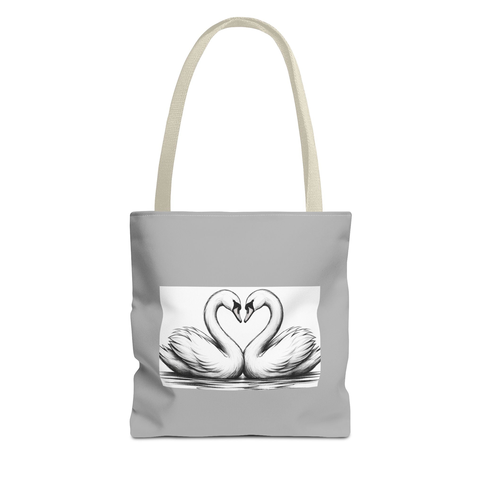 Swan Heart Tote Bag — Romantic Black & White Canvas Tote
