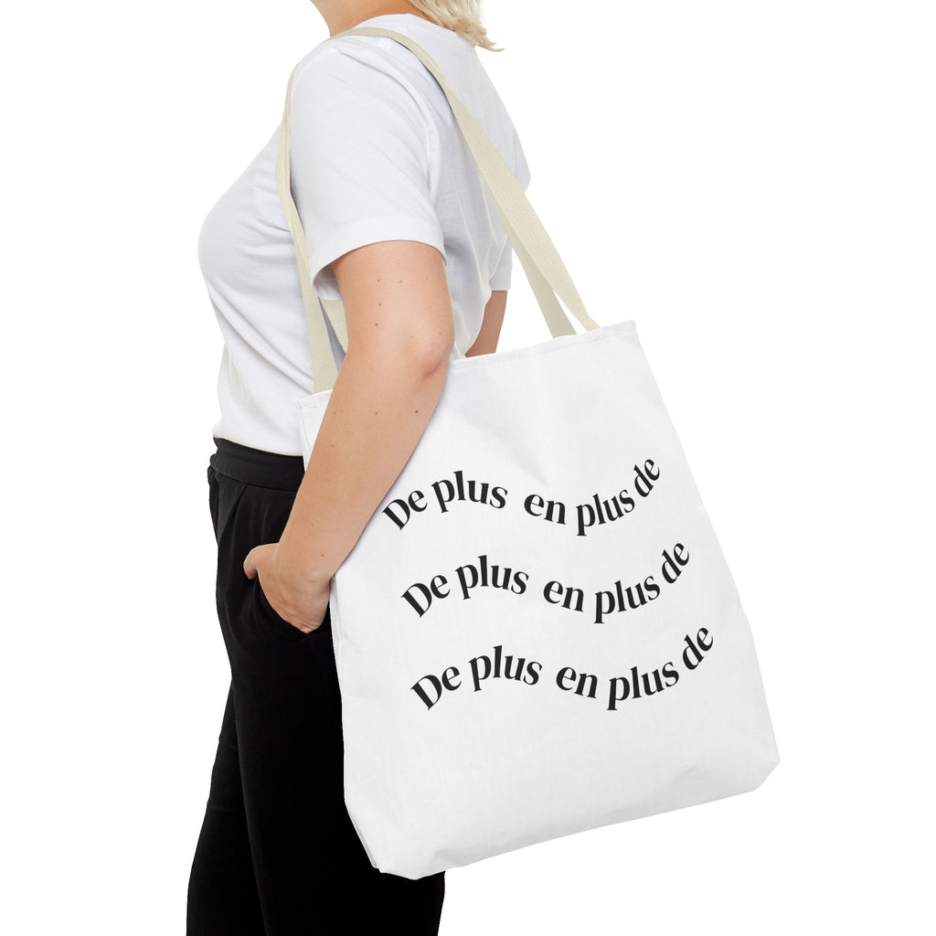 Tote Bag — "De plus en plus de / ...and more" Minimal Text Print