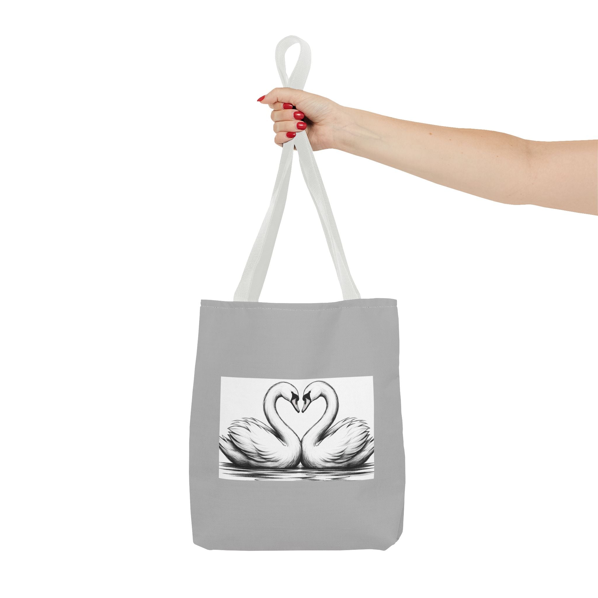 Swan Heart Tote Bag — Romantic Black & White Canvas Tote